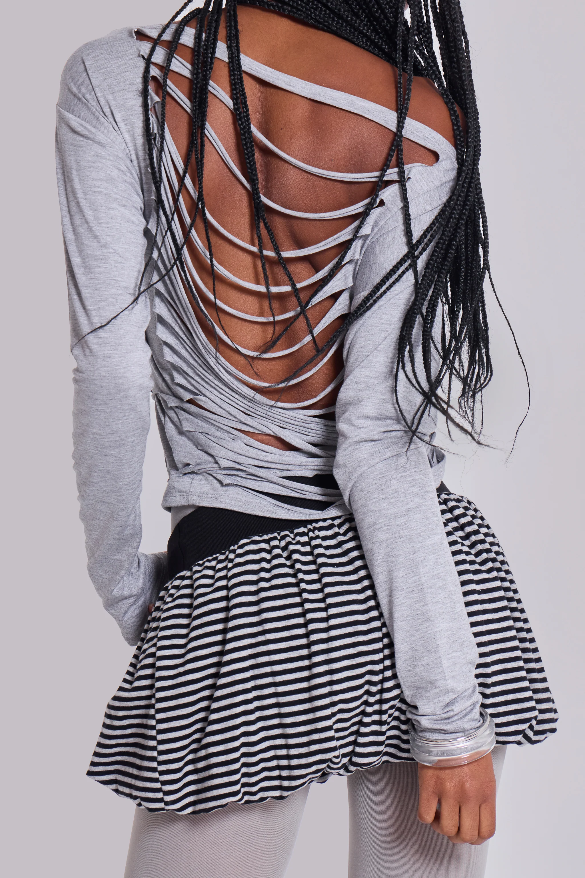Orla Striped Puffball Mini Skirt - Image 8