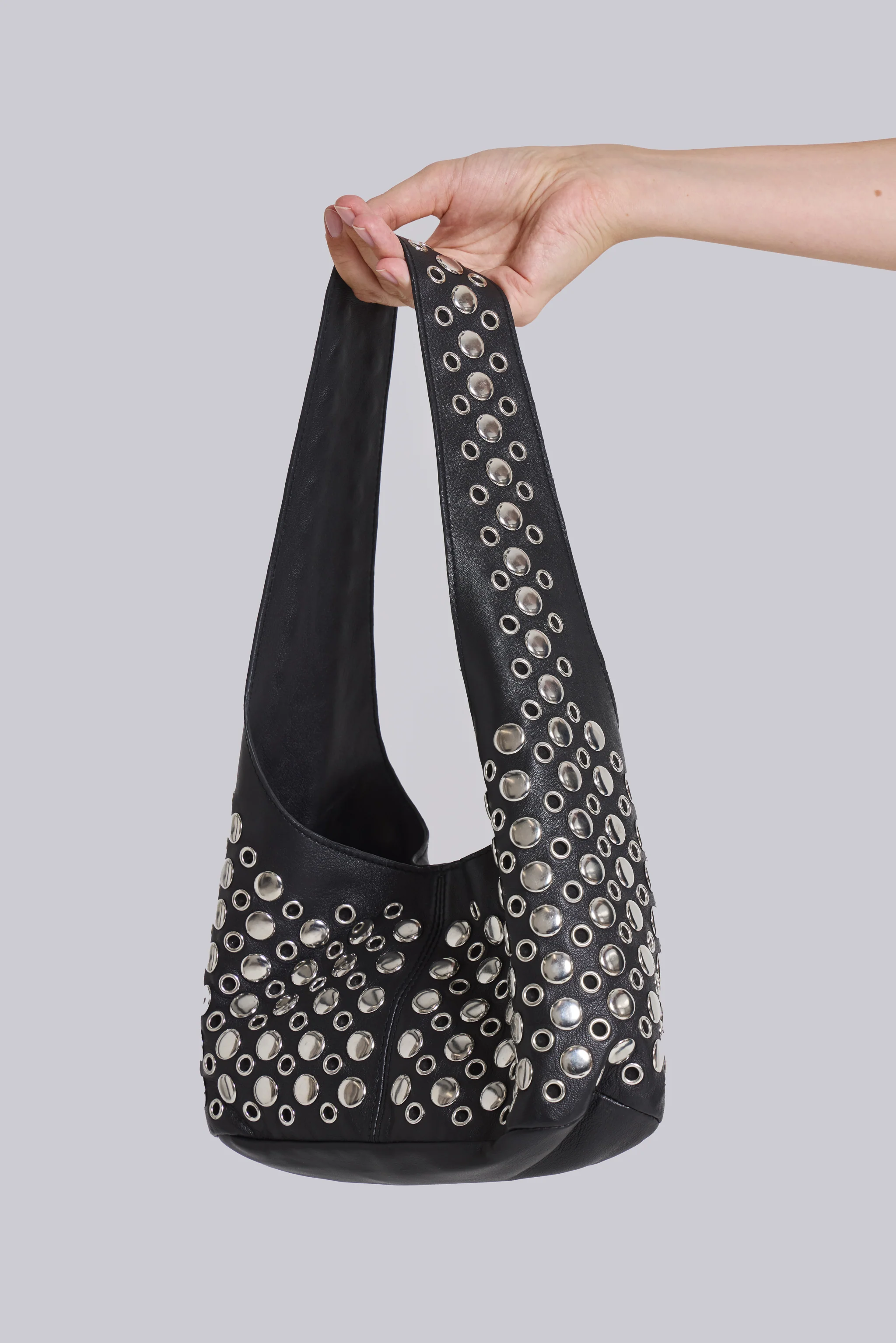 Osmium Studded Leather Bag in Black - Image 4