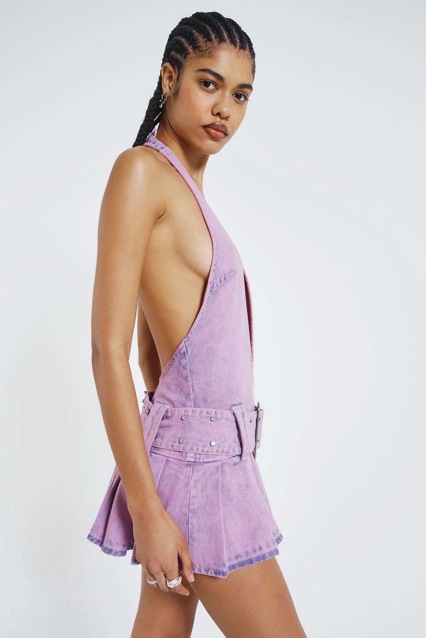 Malibu Plunge Denim Mini Dress - Image 8