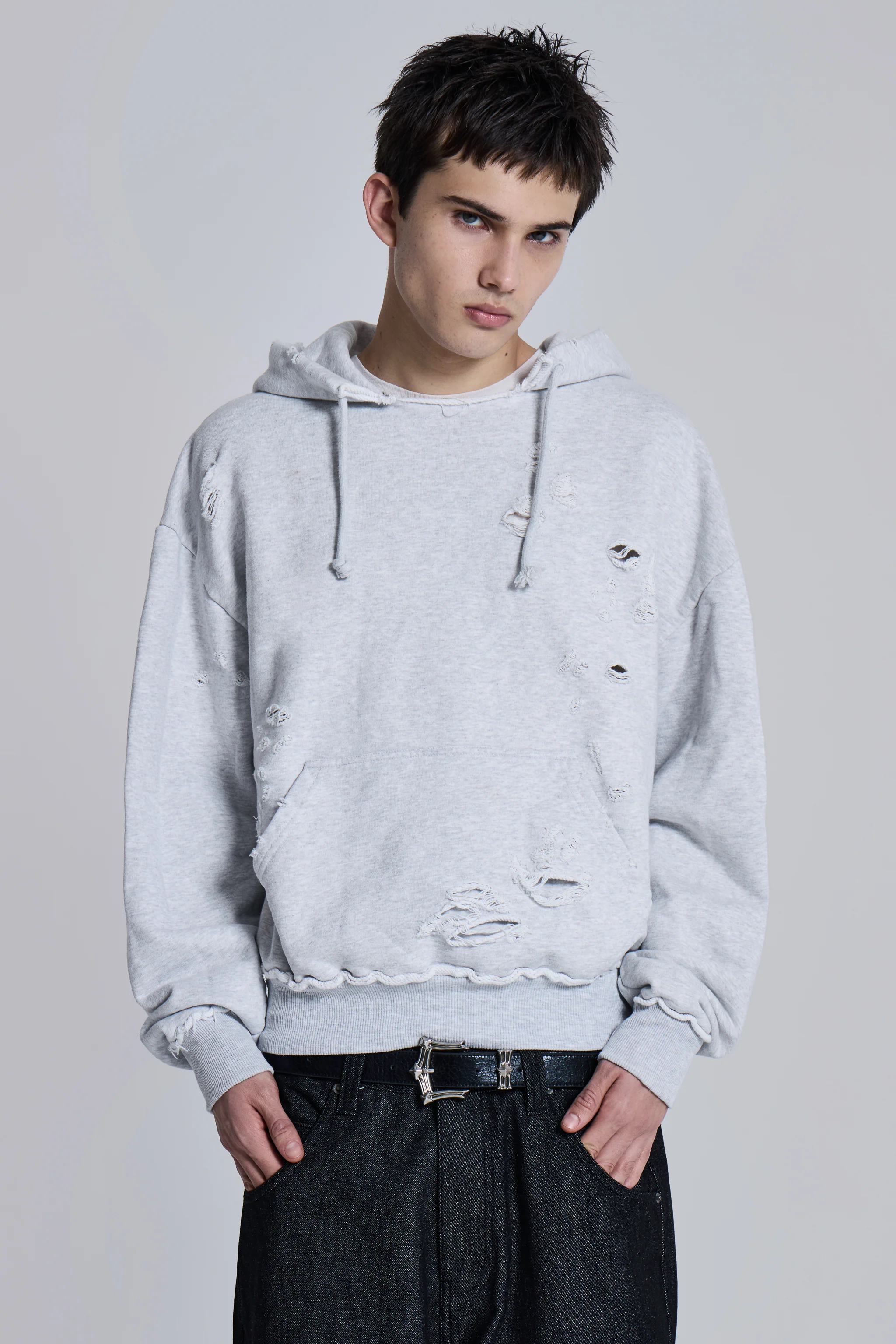Pullover Bitten Hoodie in Grey Marl - Image 2