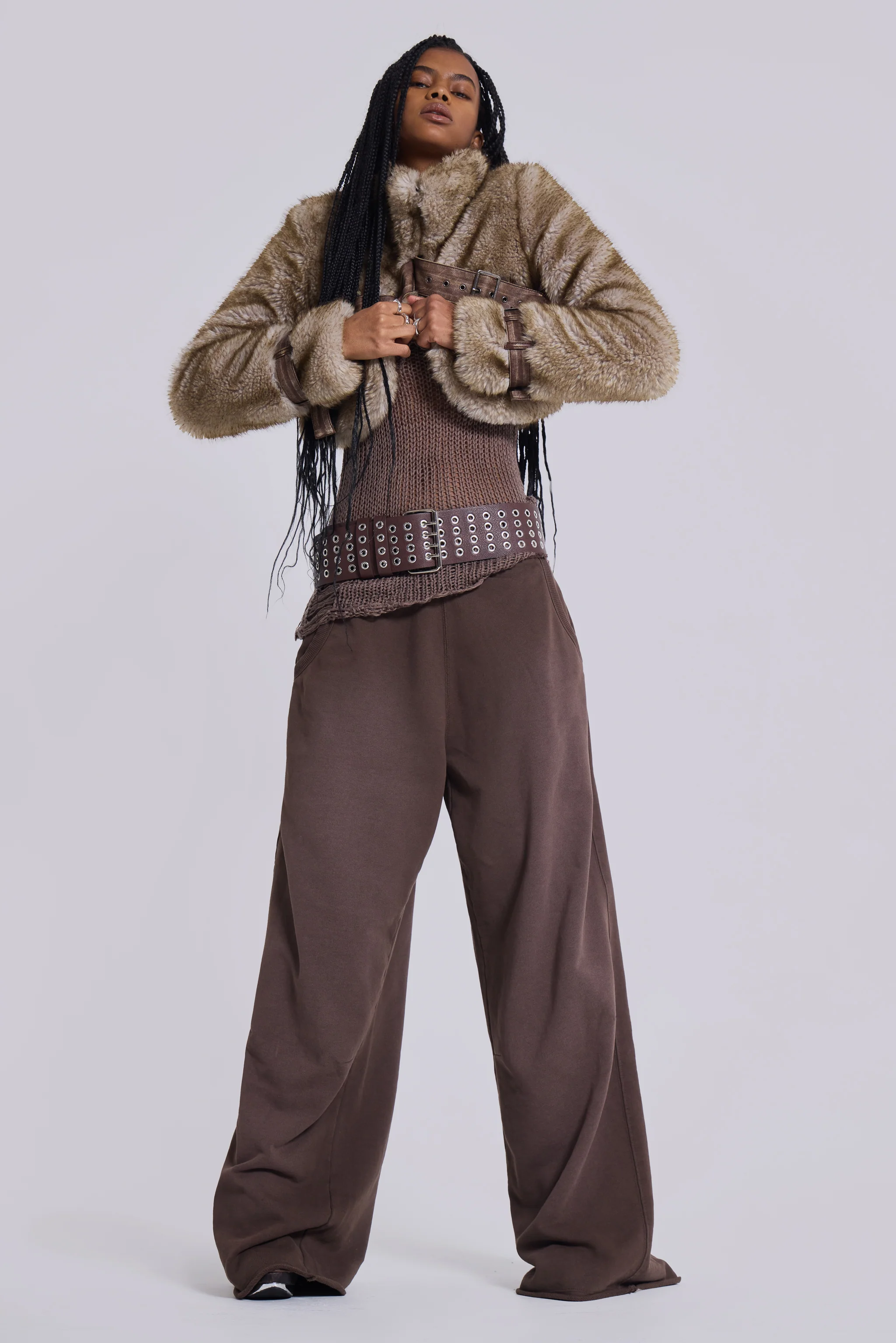 Raven Faux Fur & Leather Crop Jacket - Image 10