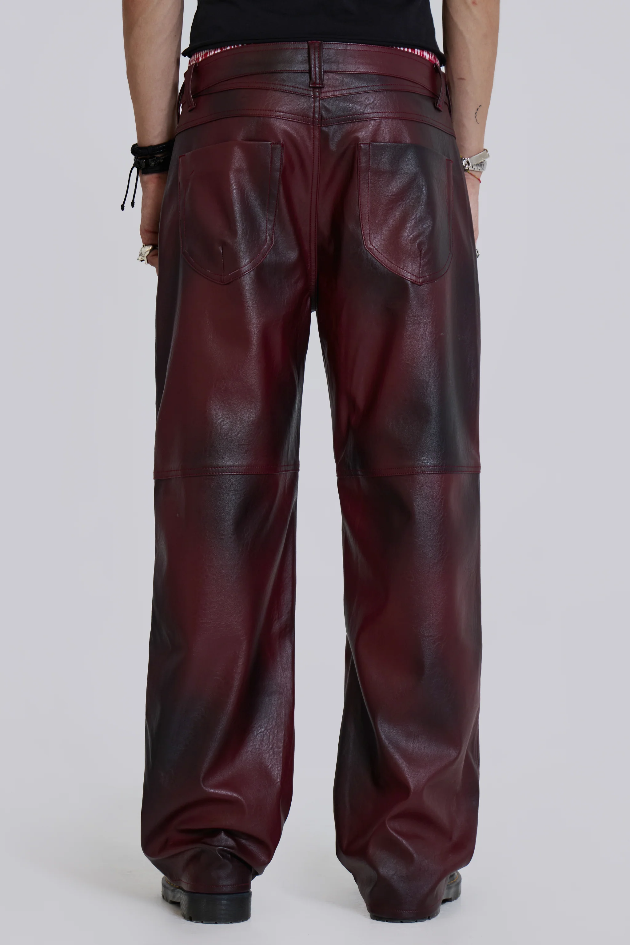 Oxblood Faux Leather Pants - Image 4