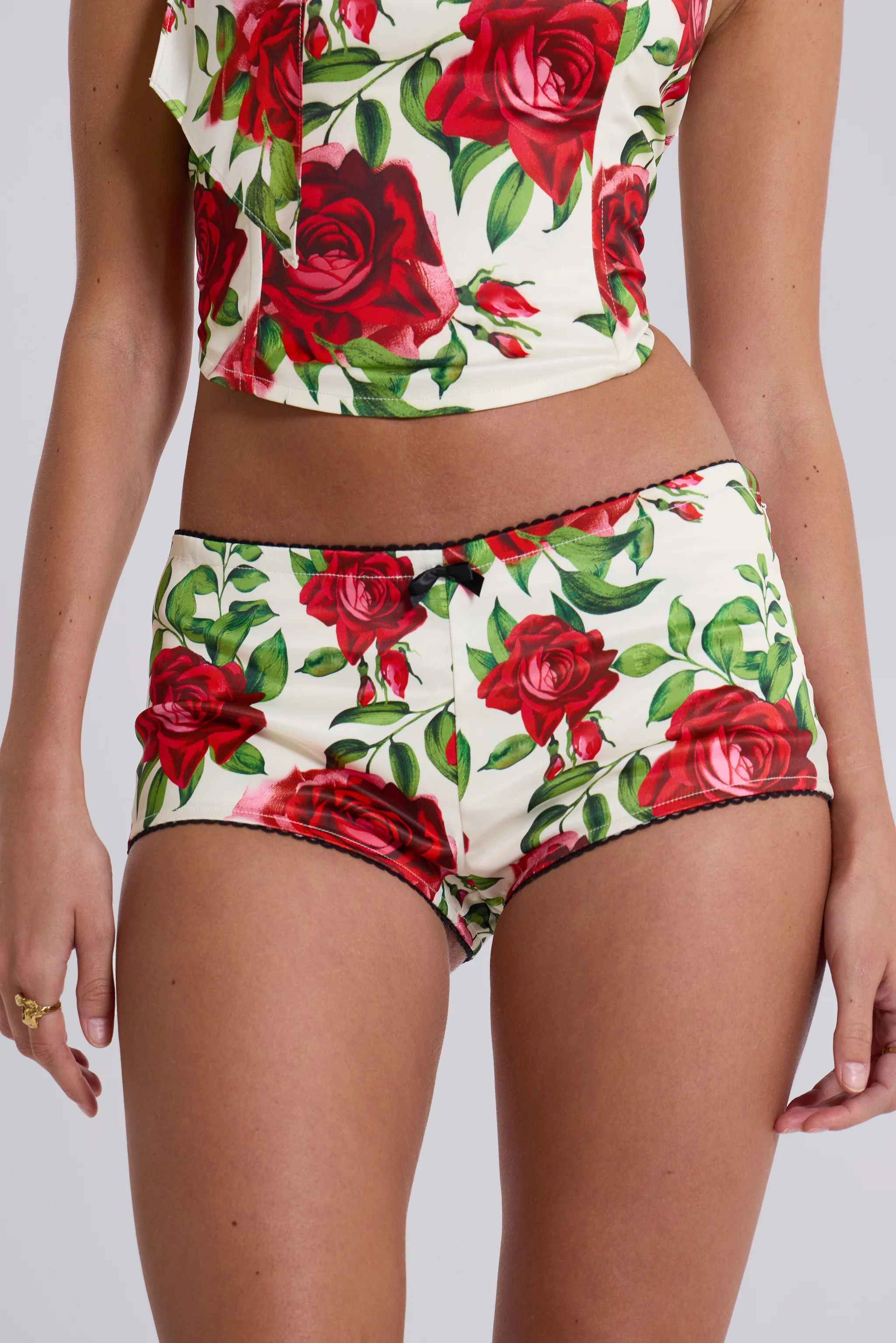 Scarlet Satin Mini Shorts - Image 2
