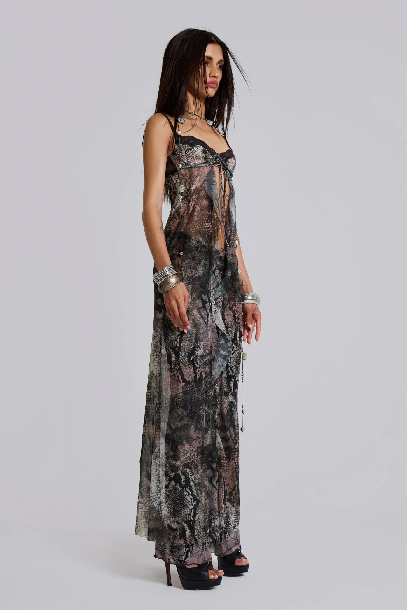 Snake Laced Mesh Trousers - Image 3