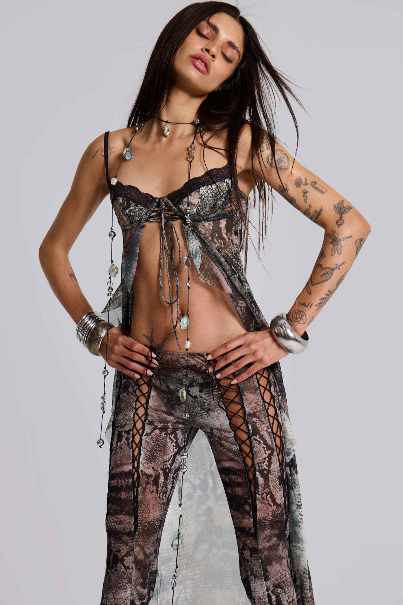 Snake Laced Mesh Trousers - Image 5