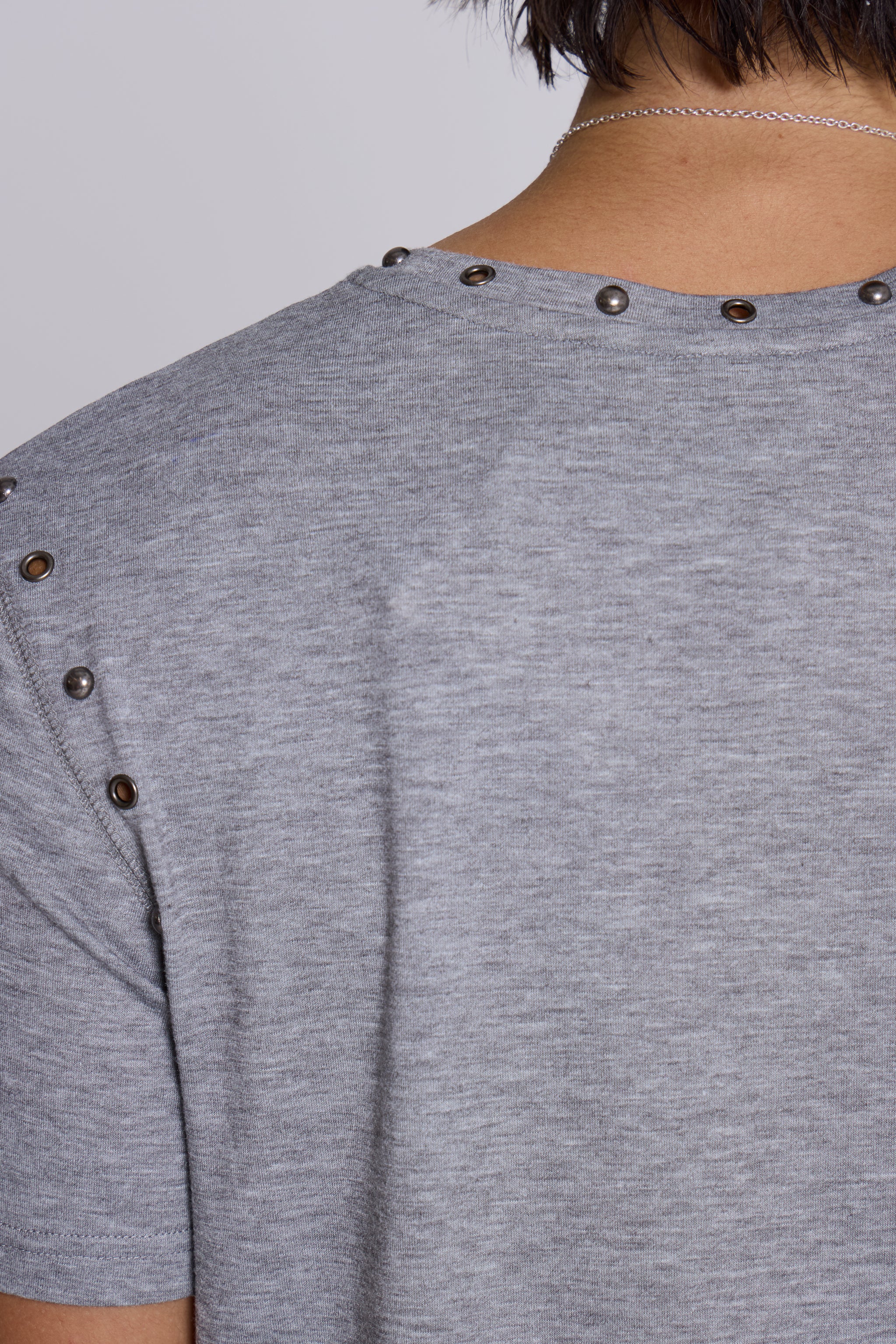 Studded Grey Marl Mist T-Shirt - Image 4