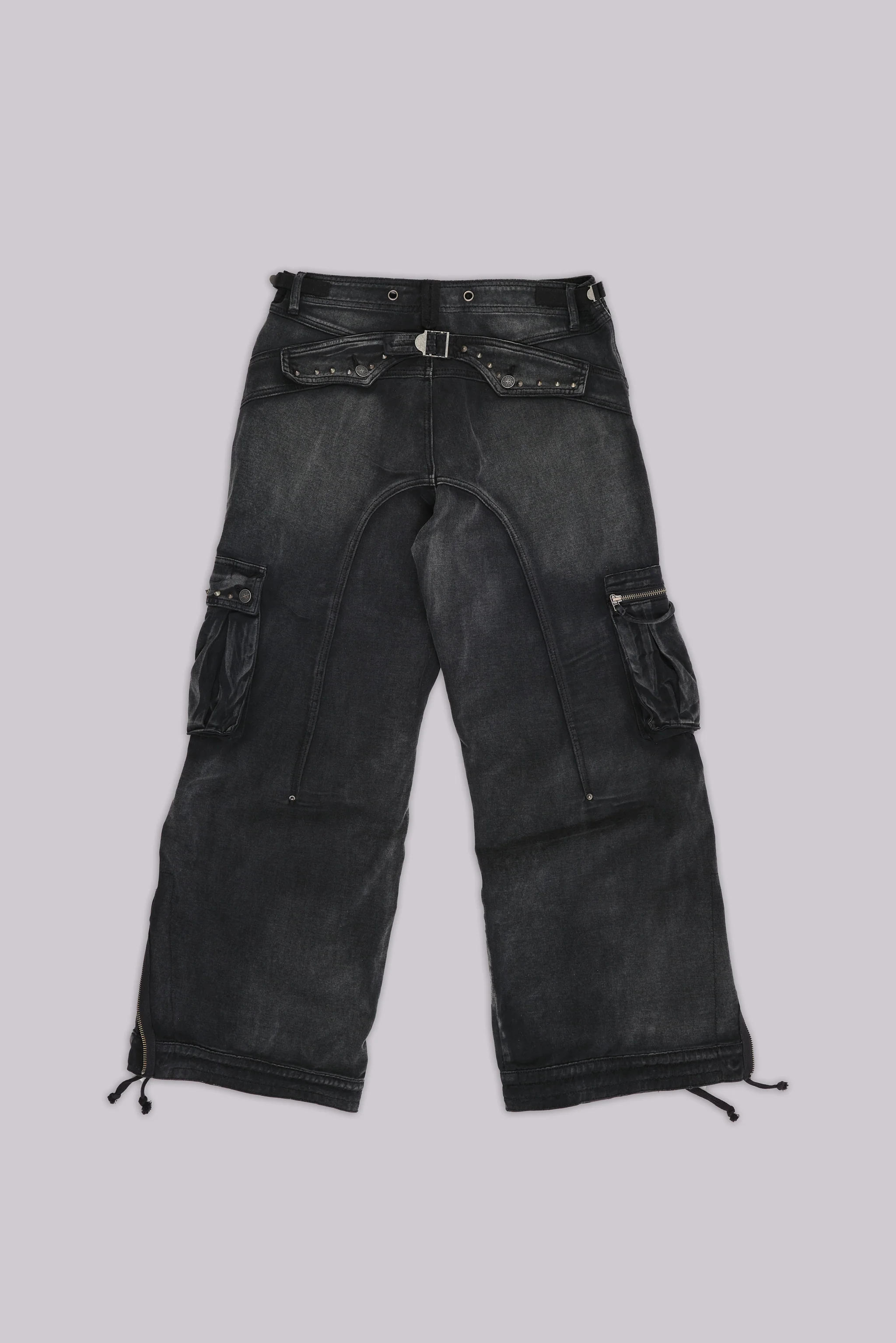 Sun Faded Black Trooper Cargo Pants - Image 7