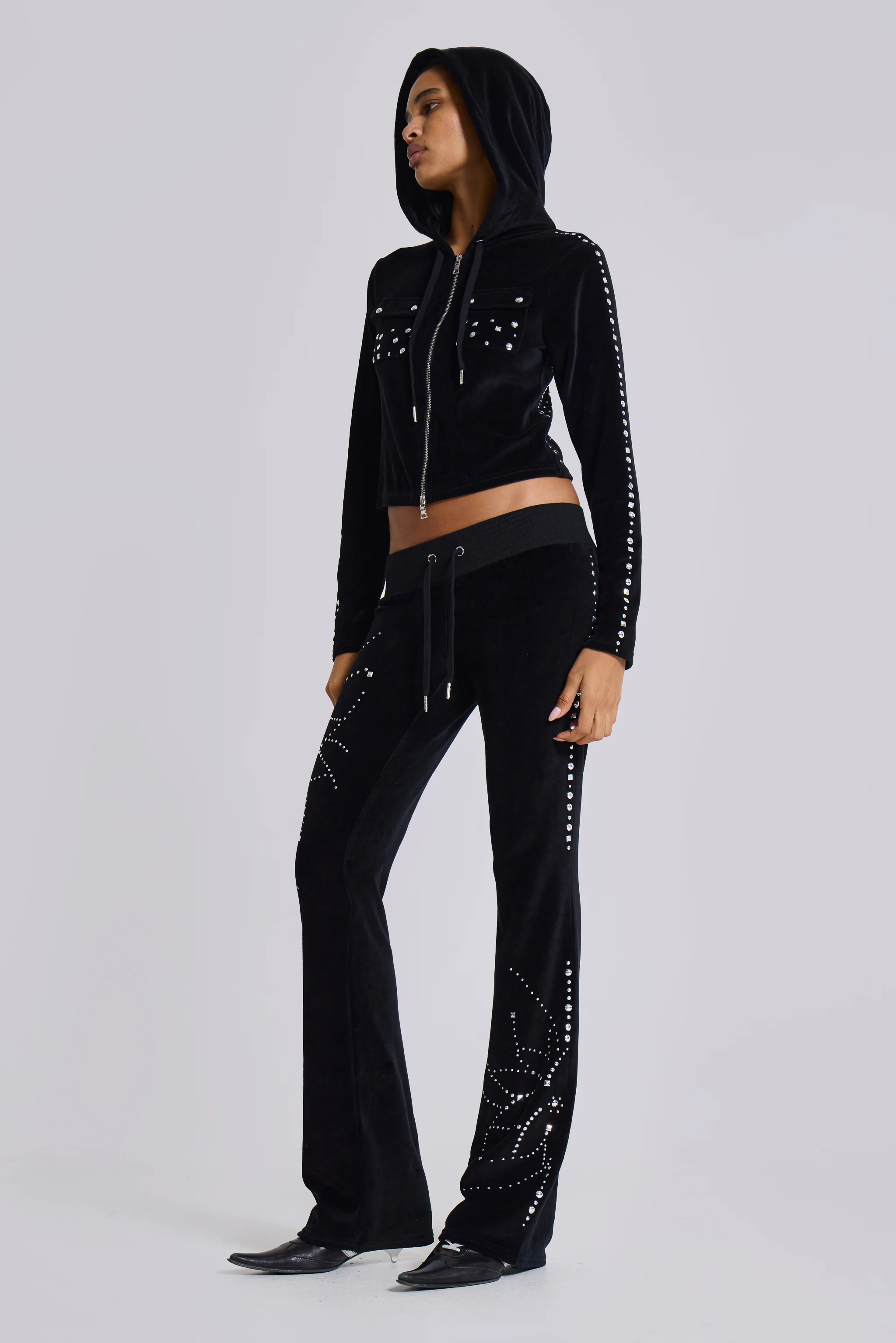 Superset Studded Velour Fitted Hoodie - Image 10