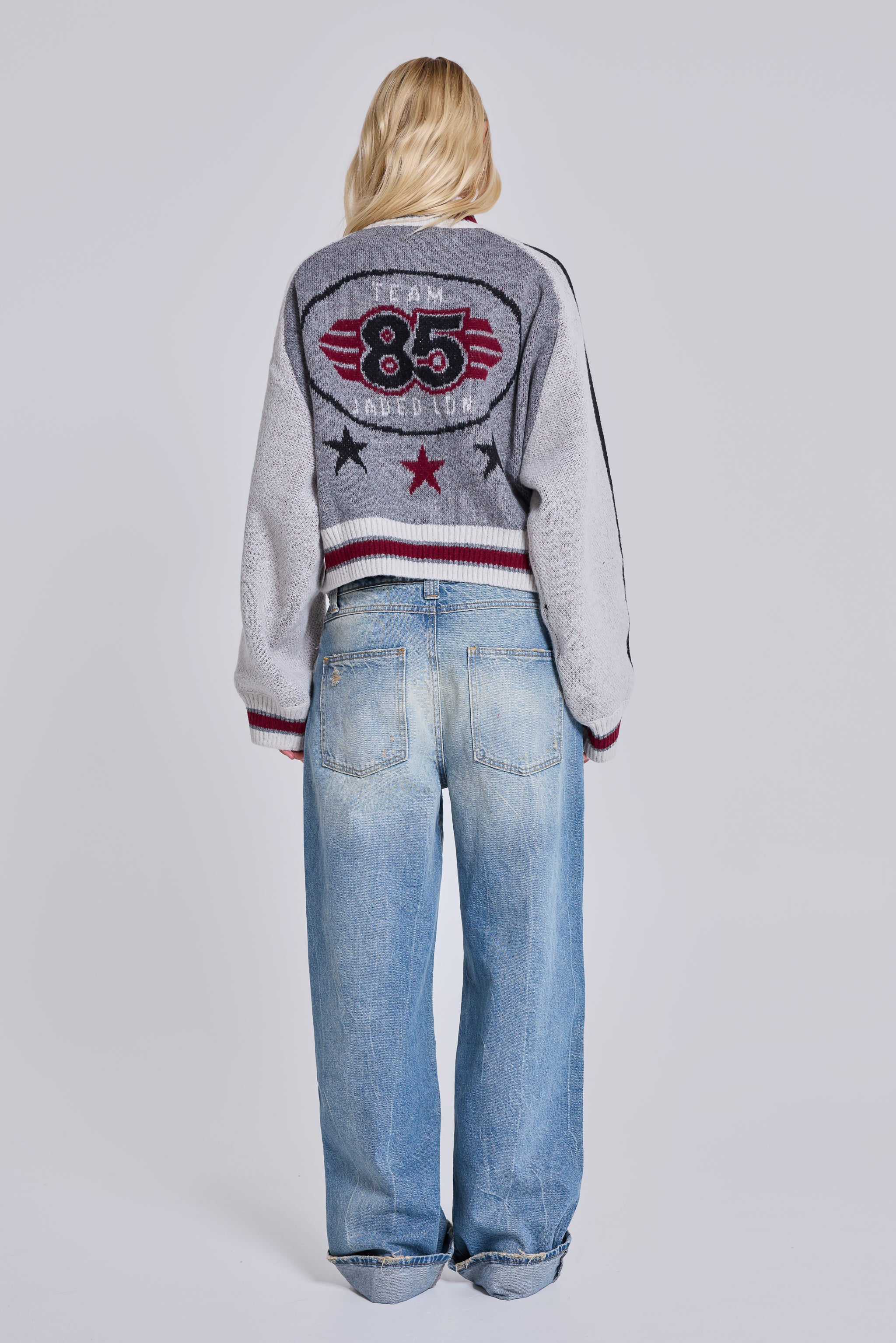 Grey Team 85 Knitted Bomber Jacket - Image 5