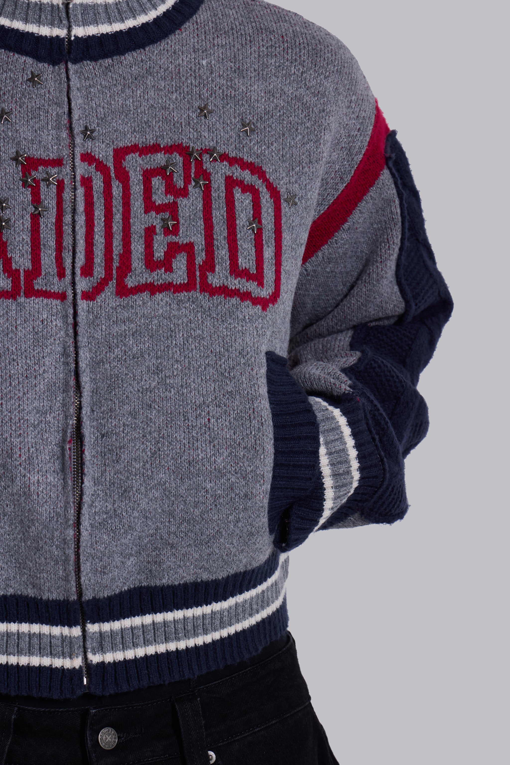 Team USA Studded Knitted Bomber Jacket - Image 7