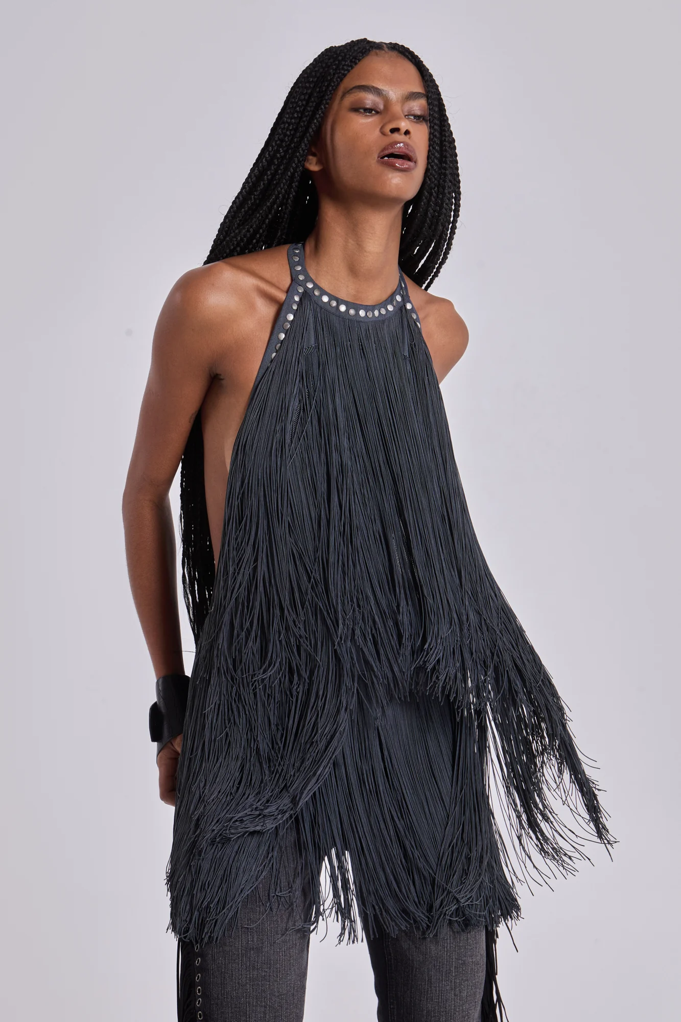 Vadra Backless Fringe Mini Dress - Image 4
