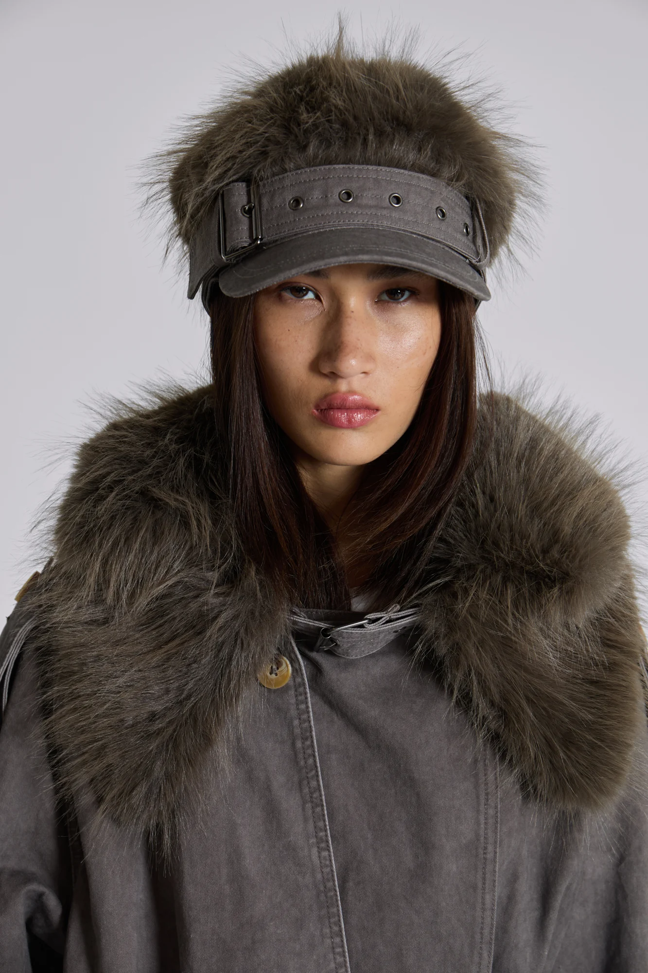 Vania Oversized Faux Fur Hooded Trench Coat - Image 11