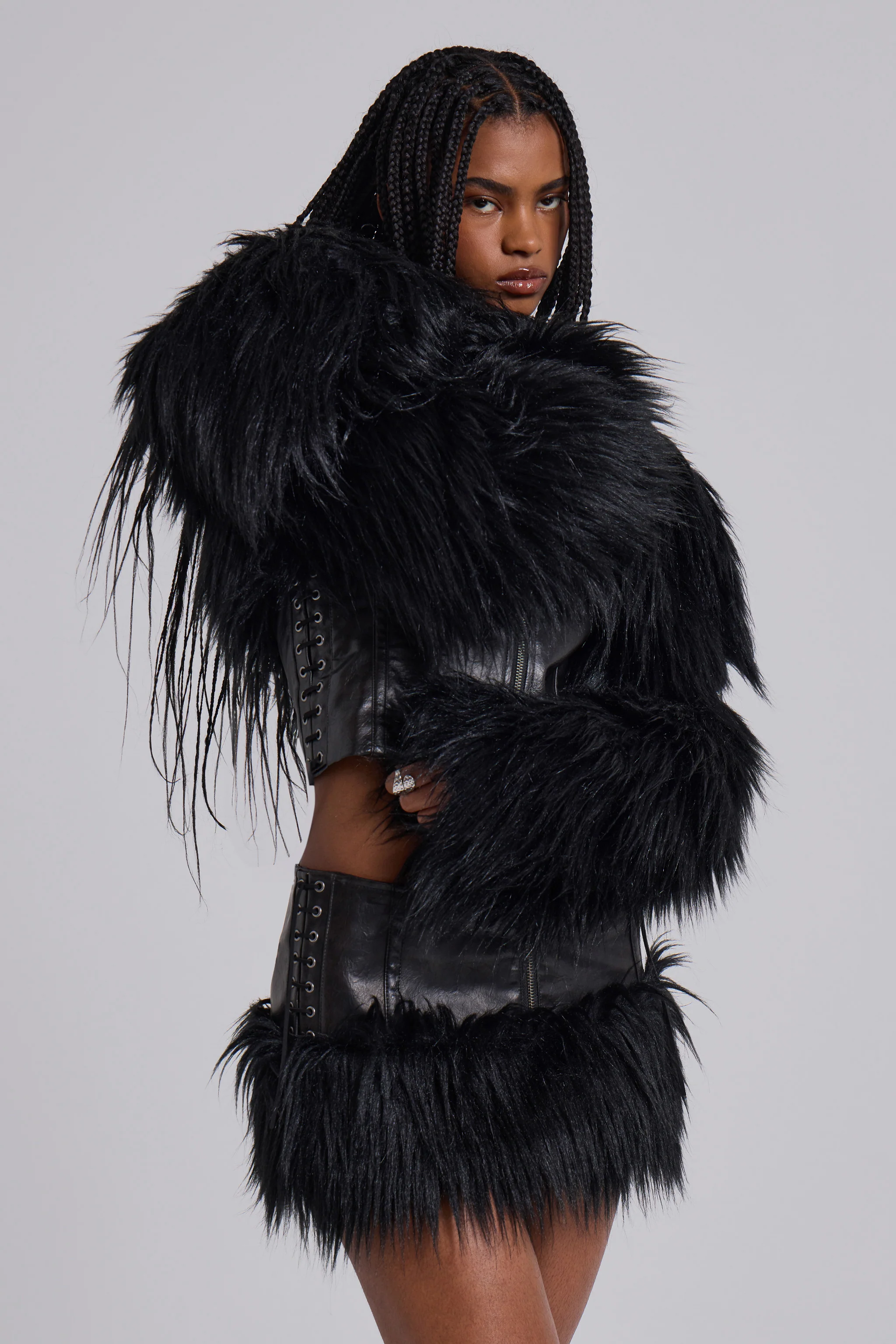 Viera Faux Fur and Leather Jacket - Image 6