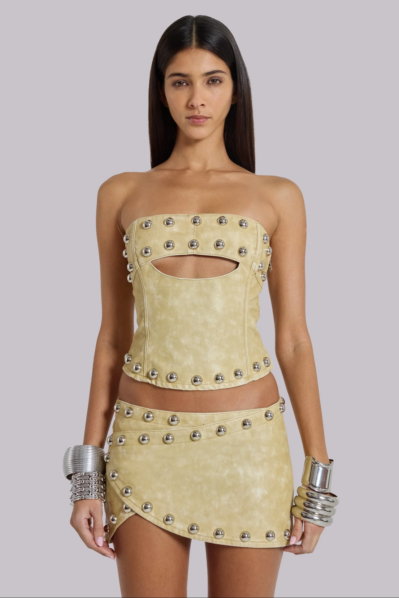 Vinta PU Leather Studded Mini Skirt - Image 5