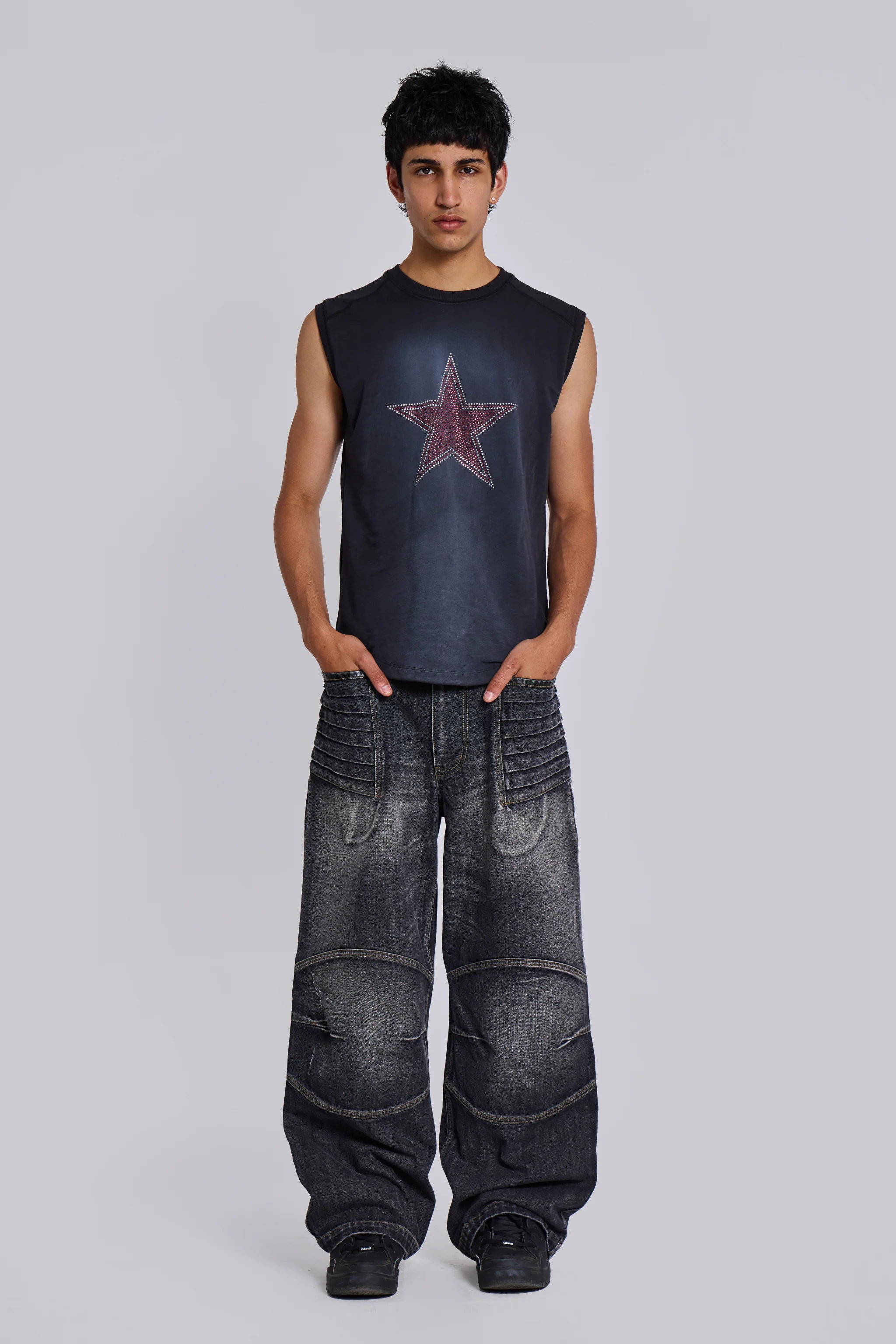 Washed Black Crash Biker Colossus Jeans - Image 2