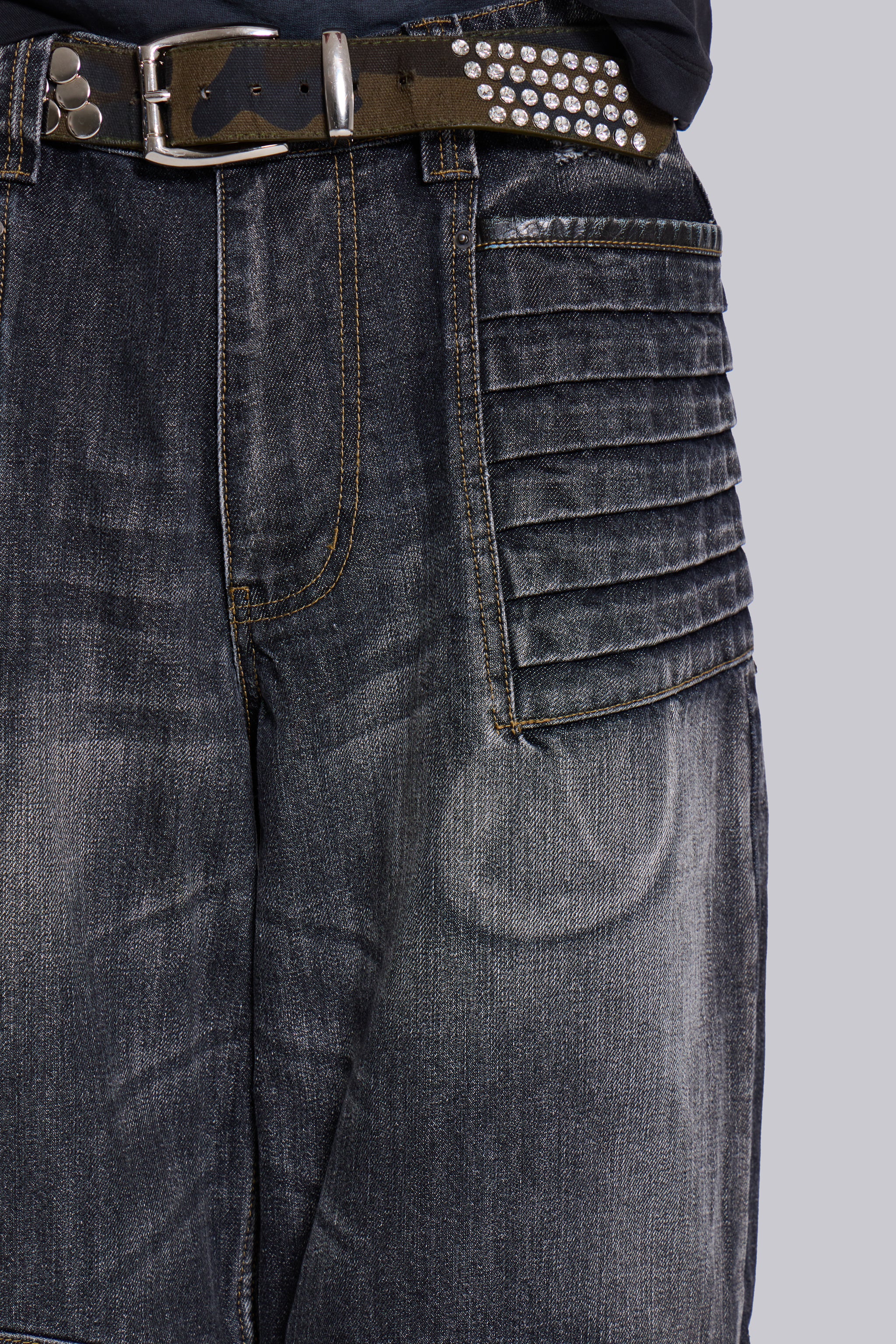 Washed Black Crash Biker Colossus Jeans - Image 5