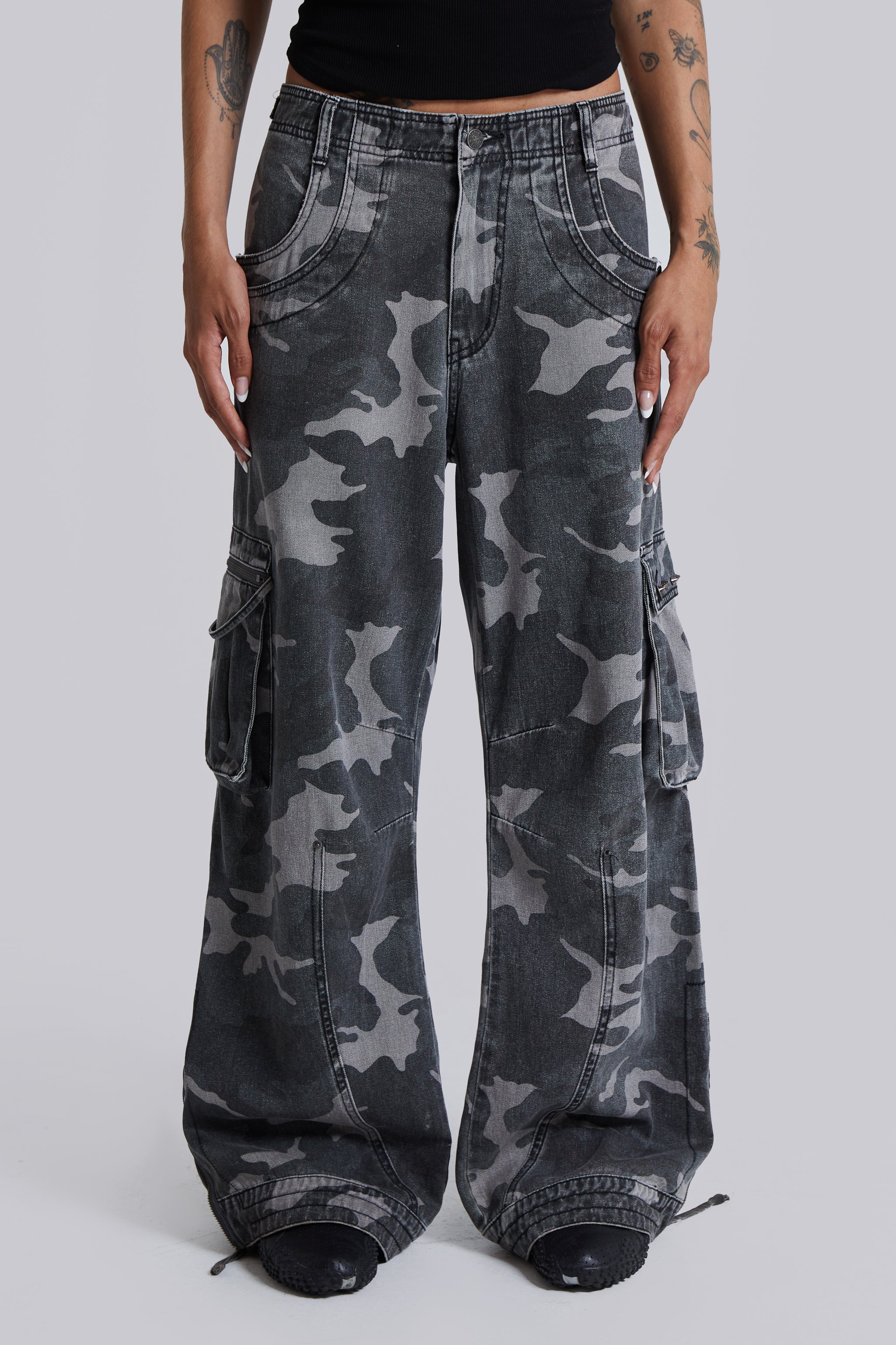 Washed Black Trooper Camo Cargo Pant - Image 3
