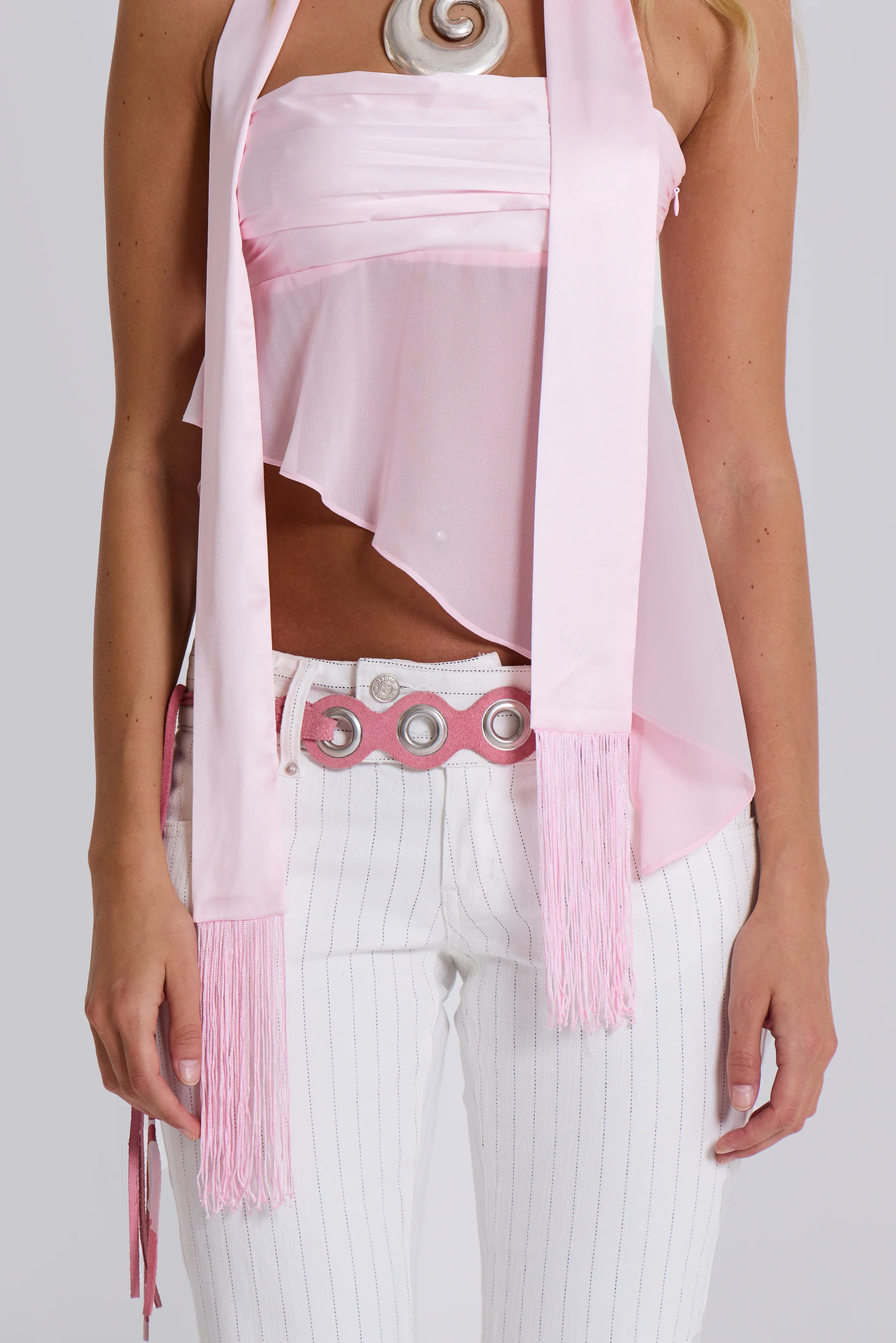 White Pinstripe Thirteen Jeans - Image 5