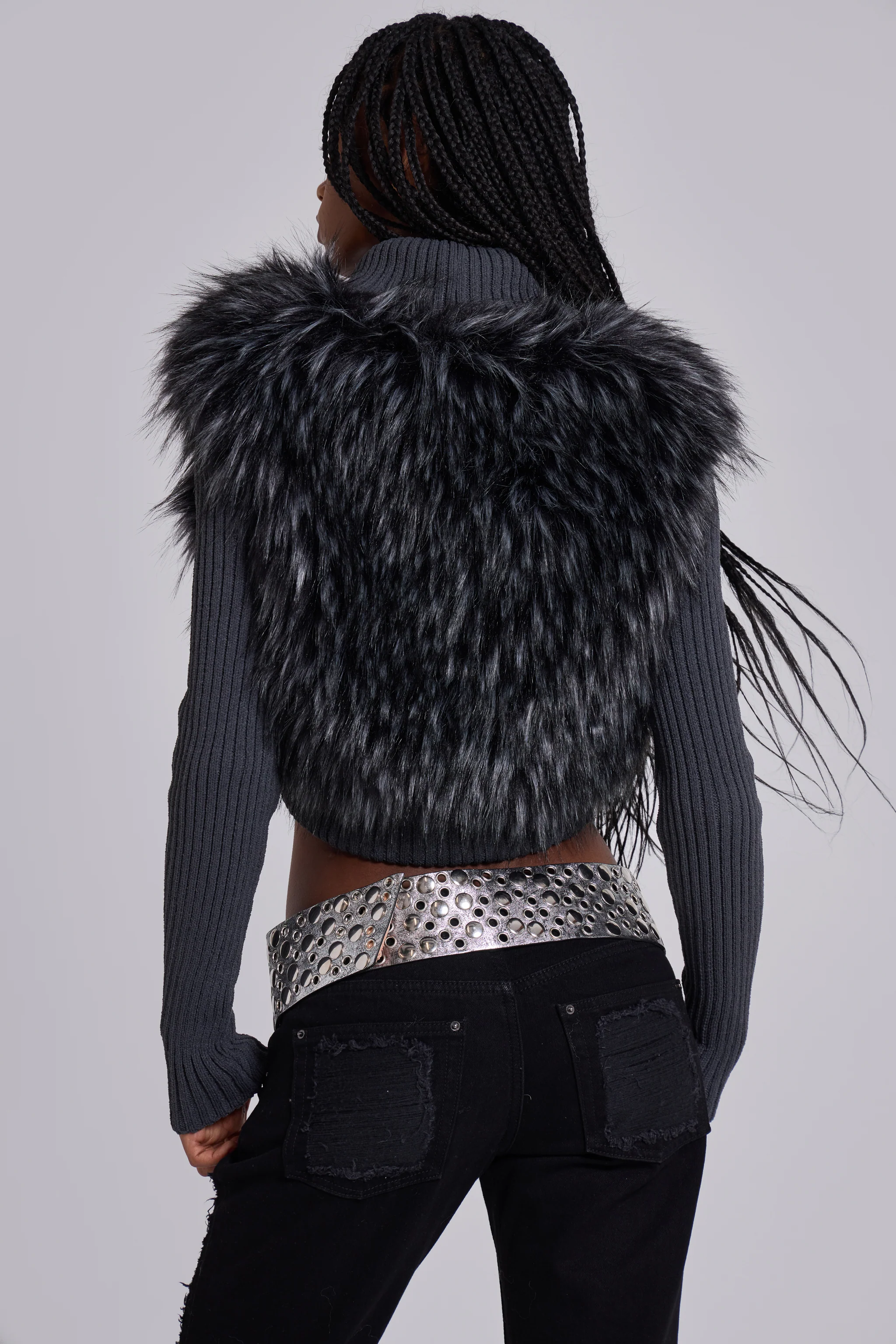 Zeka Faux Fur Knit Shrug - Image 2